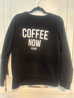 Brunette The Label Black Crewneck 'COFFEE NOW PLEASE' Sweatshirt